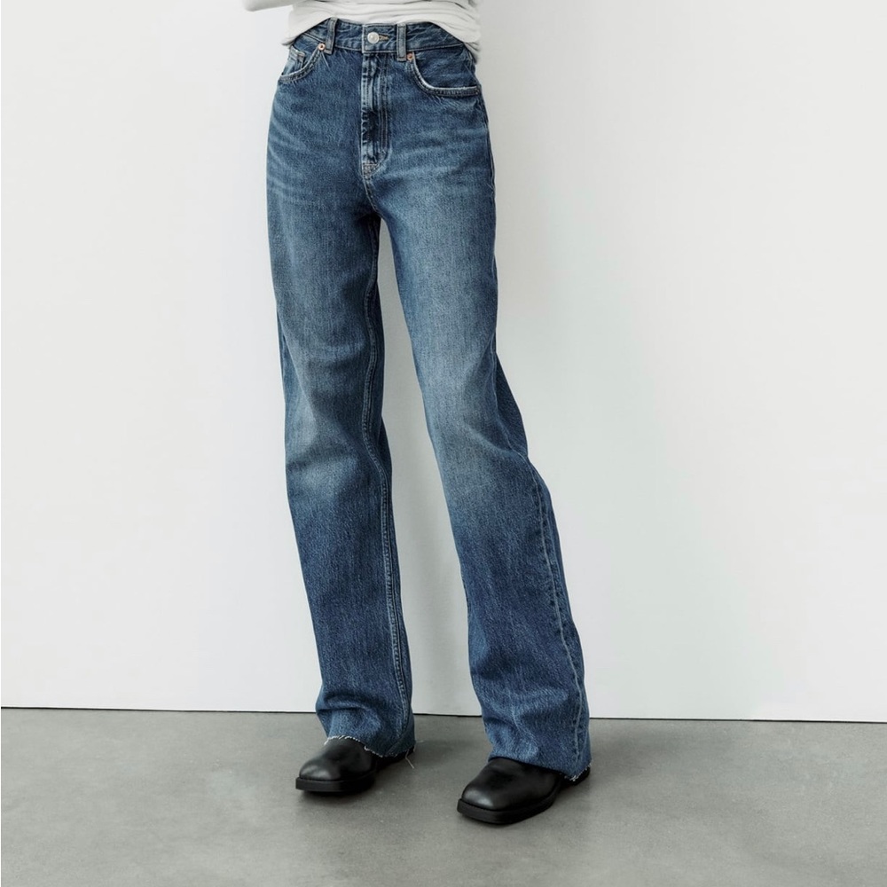 Zara TRF High Rise Wide Leg Jeans
